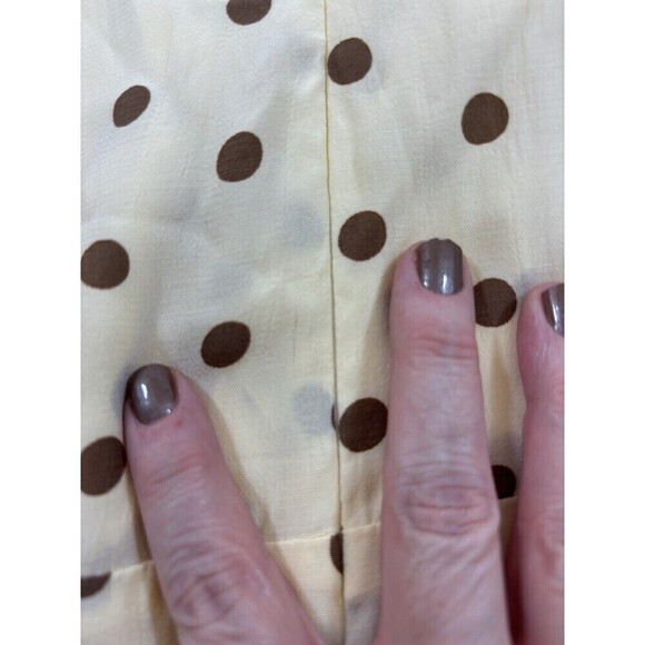 Faithfull the Brand Vanelli Mini Dress Sylve Dot Print Lemon 8 Cream Brown Dot - Picture 15 of 16